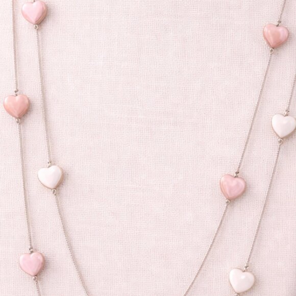 18” Heart Necklace with Pink & Silver Accents - Picture 2 of 3